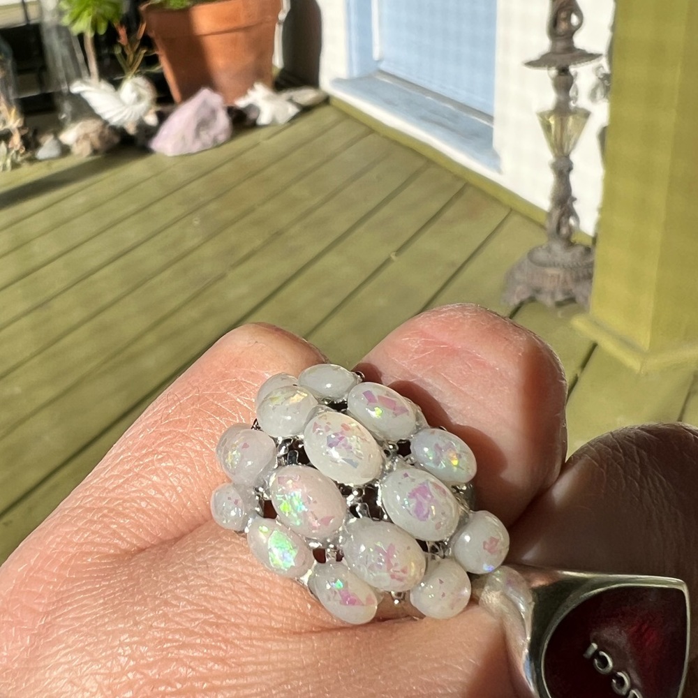 NEW silver plated fire opal statement ring - Picture 8 of 13